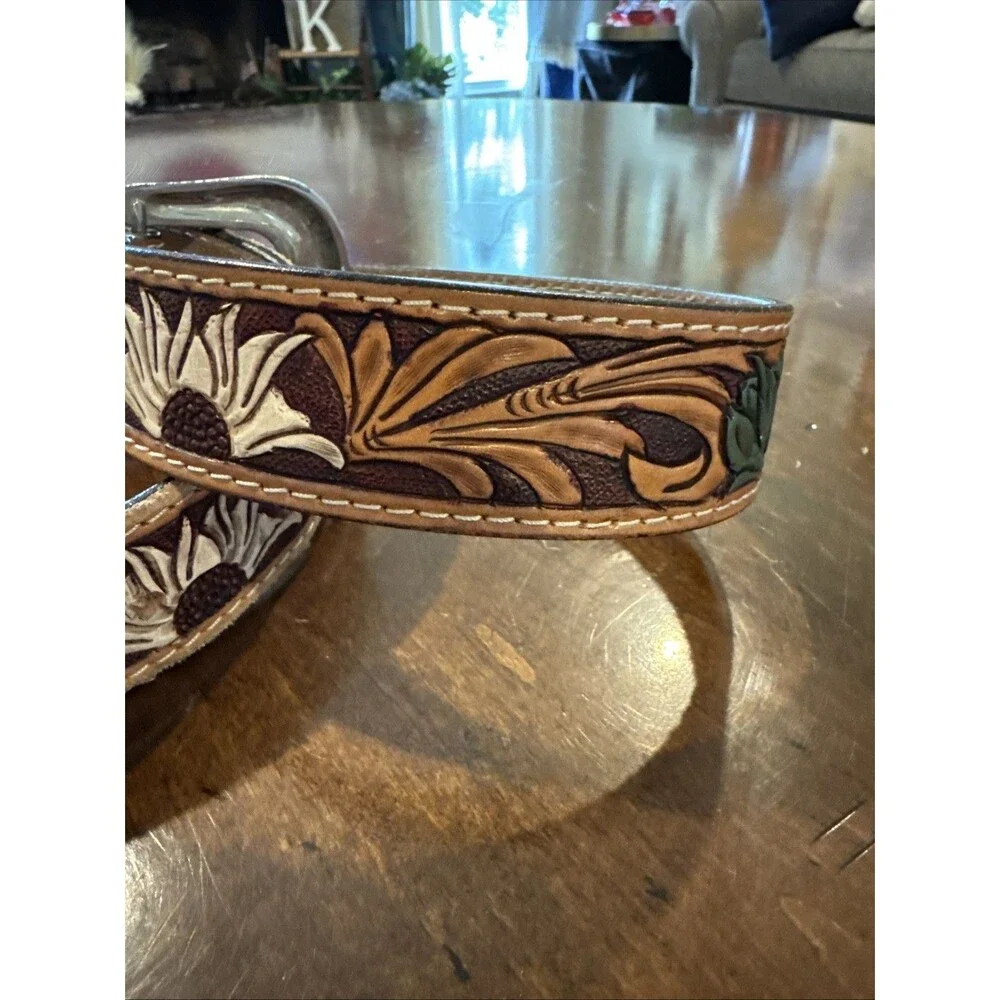 AD American Darling Beautifully Hand Tooled Genuine American Leather Belt Men